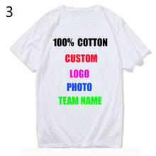 100% хлопковая футболка с индивидуальным принтом для женщин/мужчин, белая футболка «сделай сам» с вашим фото или логотипом, модная мужская футболка на заказ 2024 - купить недорого