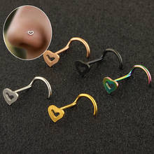 Pendientes de acero inoxidable para la nariz, Piercing Multicolor con forma de corazón, joyería para el cuerpo, nueva moda 2024 - compra barato