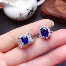 Couple Rings Set Natural Sapphire Lover's Ring Free shipping Finger ring Natural real blue Sapphire  925 sterling silver ring 2024 - buy cheap