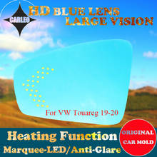 Kit de lentes para espelho retrovisor automotivo, 1 par de lentes de vidro azul, hd, grande visão, aquecimento, luz led 2024 - compre barato