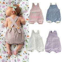 Pudcoco/в наличии США; Модный комбинезон для новорожденных мальчиков и девочек; шорты на бретелях; комбинезон в полоску без рукавов; летняя одежда 2024 - купить недорого