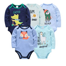 2021 New Baby Bodysuit 5 PCS/SET ropa de bebe Cotton Newborn Clothes 0-12 Months Long Sleeve Cartoon Print Clothing 2024 - buy cheap