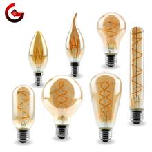 E14 E27 Retro LED Spiral Filament Light Bulb 4W Warm Yellow 220V C35 A60 T45 ST64 T185 T225 G80 G95 G125 Vintage Edison Lamp 2024 - buy cheap