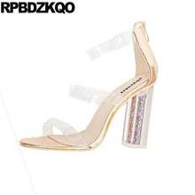 12 44 Block Clear Women Transparent Open Toe High Heels Ladies New Shoes 11 43 Pumps Plus Size Crossdresser Thick Big Chunky 2024 - buy cheap