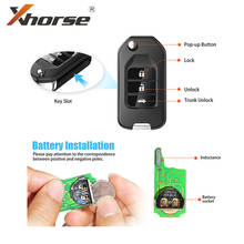 Xhorse-llave remota VVDI2 XNHO00EN para Honda, mando a distancia Universal inalámbrico con 3 botones XN004, 5 unidades por lote 2024 - compra barato