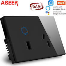 ASEER SAA Approved AU Wifi Smart Touch Socket,Glass Panel USB Wall Socket,Electrical Plug Outlet Rectangular Power Charge,,Tuya 2024 - buy cheap