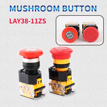 1Pcs Control button LA38-11ZS mushroom  head  emergency  stop  self-locking emergency switch rotation reset 22mm 10A 1NO1NC Red 2024 - buy cheap