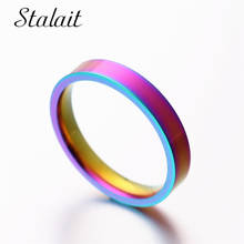 Модное разноцветное кольцо с бликовым покрытием, пара ювелирных изделий, кольцо цвета радуги, модное кольцо из титановой стали, простое кольцо для влюбленных на свадьбу 2024 - купить недорого