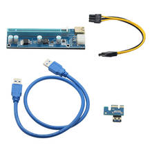 Pcie 1x para 16x placa adaptadora riser, com 60 cm cabo de extensão usb, cabo de alimentação sata 15 2024 - compre barato