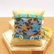 ZHONGVI-Conjunto de pulsera Miyuki para mujer, Pulseras con patrón de estrella azul, joyería con cuentas de circonita, joyería con remaches, venta al por mayor 2024 - compra barato