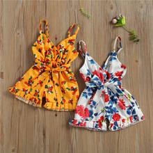 0-24M Baby Summer Clothing Newborn Infant Girls Sleeveless V-neck Floral Print Romper Jumspuits Ruffles Shorts Pants Outfits 2024 - buy cheap