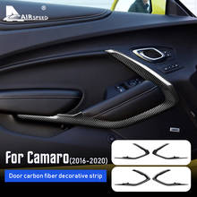AIRSPEED натуральное углеродное волокно декоративная прокладка для двери автомобиля внутренняя отделка для Chevrolet Camaro 2016 2017 2018 2019 2020 аксессуары 2024 - купить недорого