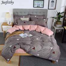 Jeefttby-conjunto de cama geométrico, roupa de cama com cor sólida, lençol plano, fronha, ab, lado, casa, tecido, decoração, quarto 2024 - compre barato