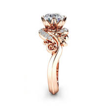 Popular novo produto cor de ouro rosa flor branco zircônia feminino liga anel para festa feminino jóias accesssories 2024 - compre barato