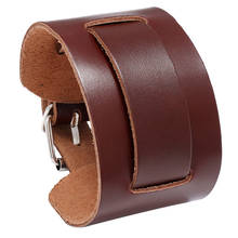 Black Brown Genuine Leather Simple Elegant Watch Strap Bracelet Cuff Bangle Jewelry Pulsera Hombre 2024 - buy cheap