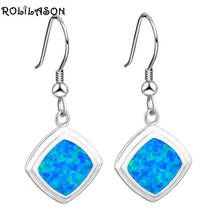 ROLILASON Wholesale&Retail Beautiful Blue Fire Opal Silver 925 stamped Drop Earrings Fashion Opal Jewelry OES649 for Women 2024 - buy cheap