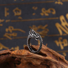 Anel vintage de dragão para homens e mulheres, anel ajustável com cor de serpente retrô, masculino e feminino, bijuteria 2024 - compre barato