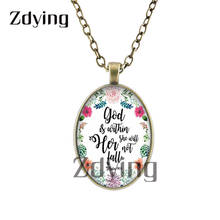 Zdie god-colar dentro da bíblia, colar oval com pingente, imagem de vidro, colar cabochão, joias cristanas be018 2024 - compre barato