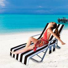 Portable Striped Print Beach Chair Towel Covers Quick Dry Lounge Chair Towel Covers With Pocket For Swim Pool Outdoor Sunbathing 2024 - buy cheap