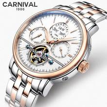 Carnival Brand Rose Gold Automatic Watch Men Luxury Waterproof Fashion Hollow Calendar Mechanical Wristwatch Relogio Masculino 2024 - buy cheap