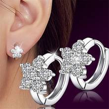 1 Pair Newly fashion Women Elegant Snowflake Crystal Zircon Ear Hoop Classic Stud Earrings Jewelry 2024 - buy cheap