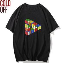 COLD OFF summer 100% cotton cool magic cube print men tshirt short sleeve streetwear men t shirt o-neck t-shirt men tee shirts 2024 - buy cheap