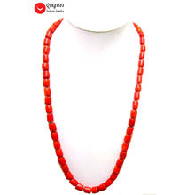 Qingmos Natural Red Coral Necklace for Women with Genuine 10-15mm Thick Slice Coral Long Necklace Sweater 20" Jewelry nec5845 2024 - buy cheap