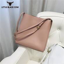 Bolso de hombro de piel auténtica para mujer, bolsa de hombro de Color liso para oficina, primavera y verano, novedad 2024 - compra barato