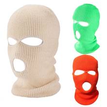 Трикотажная маска-Балаклава на все лицо с 3 отверстиями, теплая неоновая однотонная маска для лыжного спорта, катания на велосипеде, шапка для Хэллоуина, вечеринки, Косплея 2024 - купить недорого
