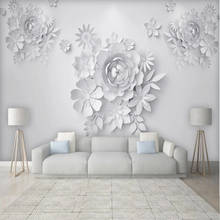 milofi custom large wallpaper mural 3D stereo white minimalist flower background wallpaper mural 2024 - buy cheap