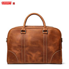 Handbag Men Portable Briefcase Shoulder Messenger Bag Large Capacity Computer Bag Top Layer Cowhide New Crazy Horse Leather 14" 2024 - buy cheap