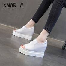 Xmwrlw peep toe sandálias de verão para mulher salto alto cunhas sapatos femininos 2020 sandálias de couro de verão não-deslizamento sapatos de moda 2024 - compre barato