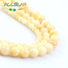 Natural Stone Smooth Light Yellow Jades Beads for Jewelry Making DIY Bracelet Accessories 6/8/10/12mm Round Minerals Beads 15'' 2024 - buy cheap
