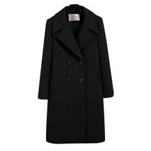 Утепленное шерстяное пальто с длинным разрезом, новые зимние женские деловые комбинезоны с белым воротником, шерстяное пальто для поездок 2024 - купить недорого