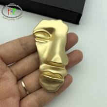 F.J4Z New Fashion Matted Alloy Human Face Enamel Brooches Pins for Hats Coats Women Winter Gift Jewelry Broches Bijoux 2024 - buy cheap