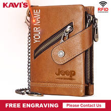 Free Engraving Rfid Genuine Cow Leather Wallet Men Coin Purse Male PORTFOLIO Portomonee Small Walet Pocket Chain Perses Quality 2024 - buy cheap