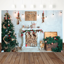 Christmas Theme Backdrop Party Decorative Tree Deer Fireplace Gift White Photography Background For Photo Studio 2024 - buy cheap