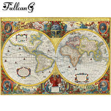 FULLCANG diy 5d diamond mosaic vintage world map diamond painting full square round drill diamond embroidery sale decor FC2373 2024 - buy cheap