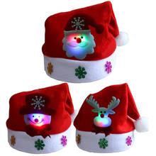 Шапка со светодиодсветильник кой для детей и взрослых, шапка с Санта Клаусом, снеговиком, оленем, подарок на Рождество 2024 - купить недорого