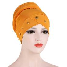Sombrero de bufanda musulmana para mujer, turbante de Hijab con cuentas de Color sólido, cubierta de algodón, gorro de Hijab interno, ropa islámica para la cabeza, sombrero debajo de la bufanda 2024 - compra barato