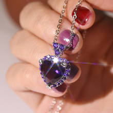 Colar luxuoso de cristal para noivas, roxo, zircônio cúbico, colares e pingentes, joias de casamento, presentes 2024 - compre barato