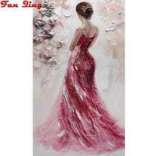 Lançamento completo quadrado/broca redonda 5d diy pintura de diamante vestido vermelho mulher bordado mostrador de ponto cruz beleza 2024 - compre barato