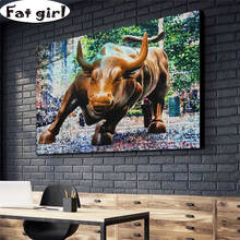 Running Bull Statue Rhinestone Diamond Painting Diy 5D Wall Decoration Full Square Round Drill Cross Stitch Embroidery Mosaic 2024 - buy cheap