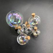5pcs 14-40mm Rainbow glass round ball bottle with cork glass vial pendant necklace perfume oil glass globes dome wedding decor 2024 - buy cheap