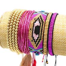 ZHONGVI Bohemian Friendship 5pcs One Set Eye Lady Crystal Jewelry Women Adjustable  Handmade Woven Tassel Miyuki Bead Bracelet 2024 - buy cheap