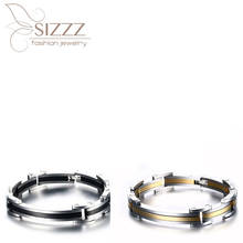 Sizzz pulseira masculina de aço inoxidável 2020 cm, bracelete de moda dourado com 20.5cm 2024 - compre barato