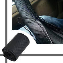 Capa para volante de carro em couro sintético, faça você mesmo, costura manual, com agulha de linha, 38cm, respirável, capas para volante 2024 - compre barato