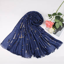 Bufanda Hijab brillante de algodón, chales con flecos musulmanes, a la moda, 180x90cm, 1 unidad 2024 - compra barato
