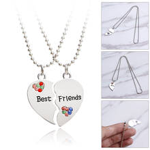 Colgante con forma de corazón roto para mujer, collar de mejores amigos para 2, regalo de amistad con flor para mejor amiga 2024 - compra barato