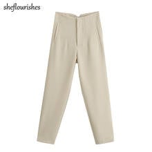 Elegant pants women high waisted suit pants spring summer 2021 women fashion straight trousers white black office pants beige 2024 - buy cheap